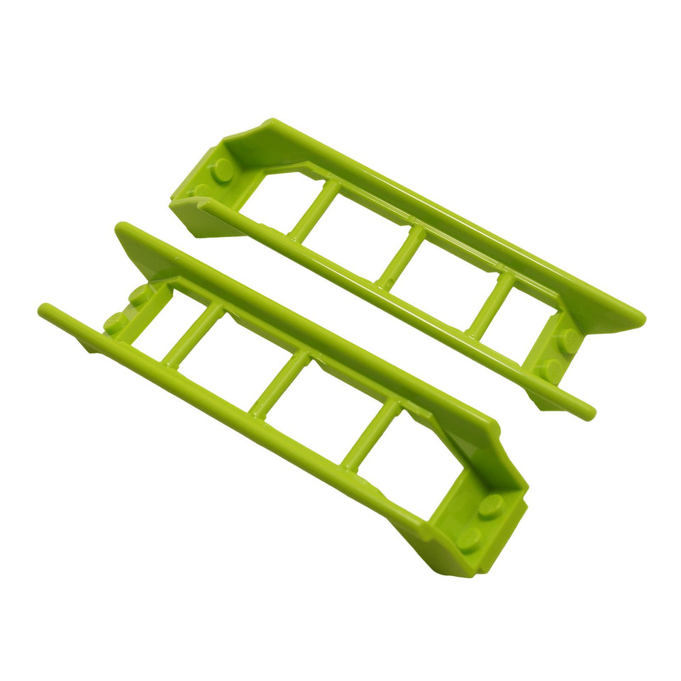 LEGO® roller coaster track ramp steep 6 bricks elevation (part 26561) in lime used for roller coaster train track builds
