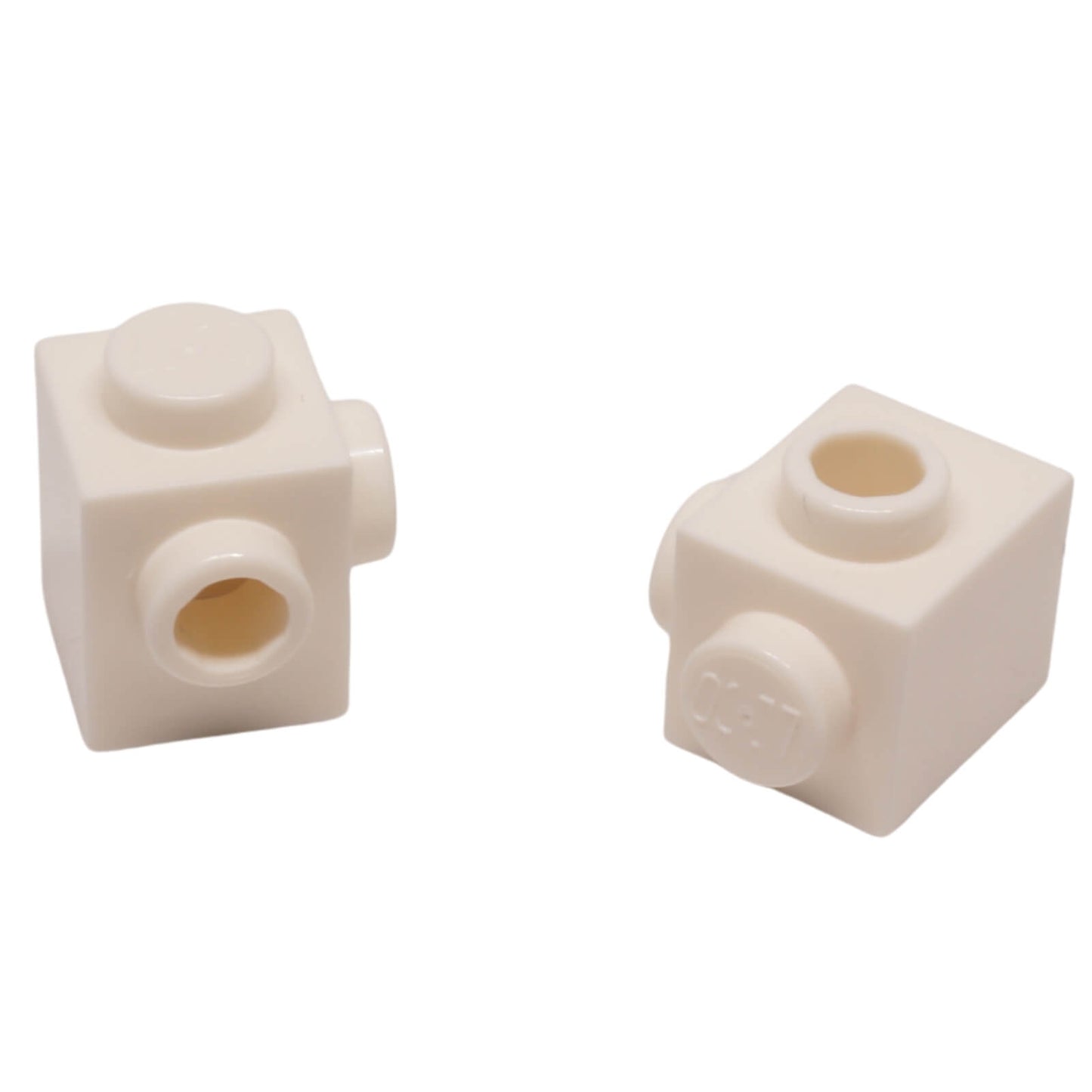 LEGO® modified brick 26604 1 x 1 with studs on two adjacent sides white