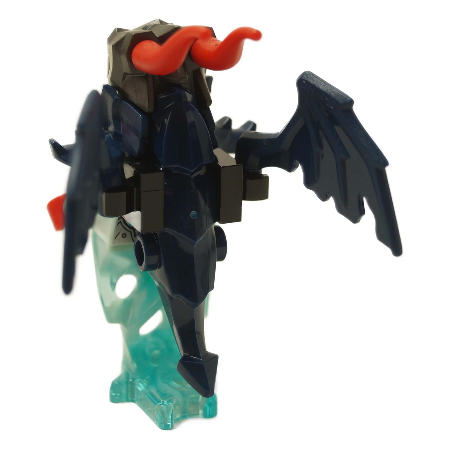 Back view of LEGO® NINJAGO Spectral Dragonian Warrior showing dual wings, armor details, and translucent ghost legs from set 71843