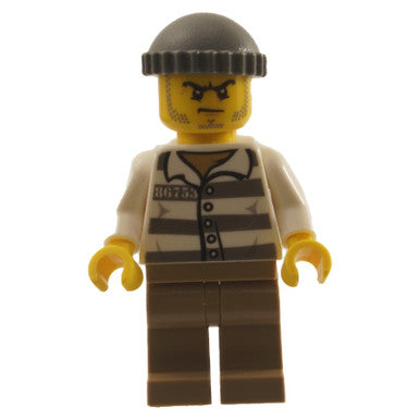 Police - Prisonnier de prison 86753 en tenue de prisonnier, jambes brun foncé, bonnet tricoté gris bleu foncé 