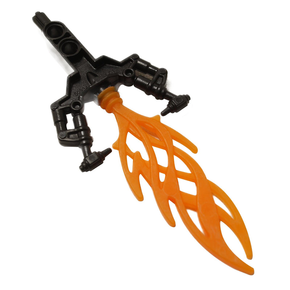 Negro Marco de arma Bionicle sosteniendo un elemento de llama transparente naranja (50934pb01).