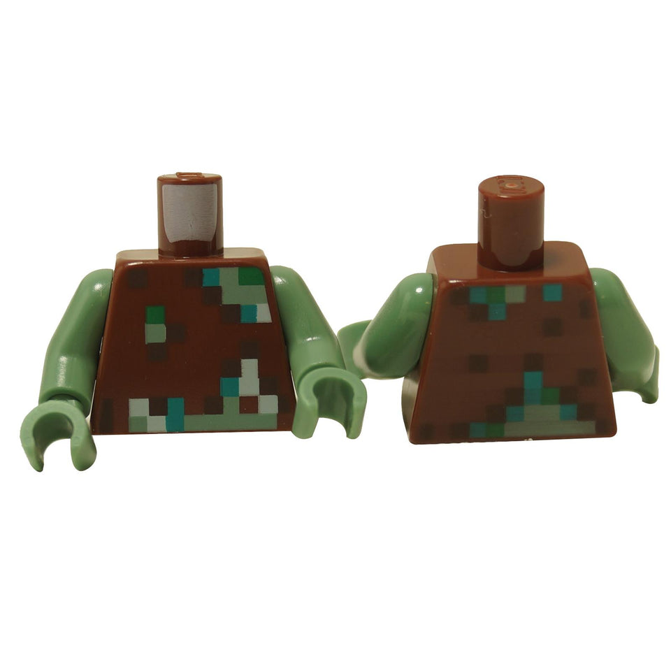 Torso Pixelated Vest with Dark Brown, Dark Turquoise, Green, Sand Green, and White Pattern (Minecraft Drowned)