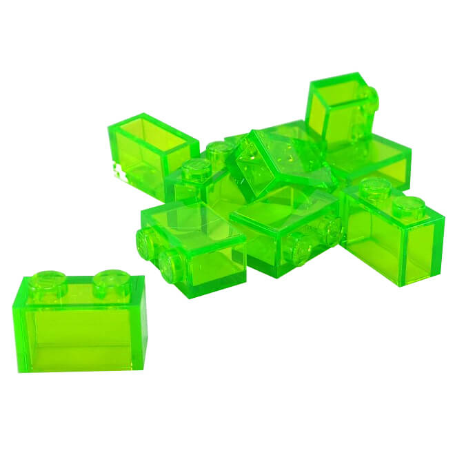 LEGO® 2x2 Double Slope 45° 3043 angled slope part with hollow underside trans bright green