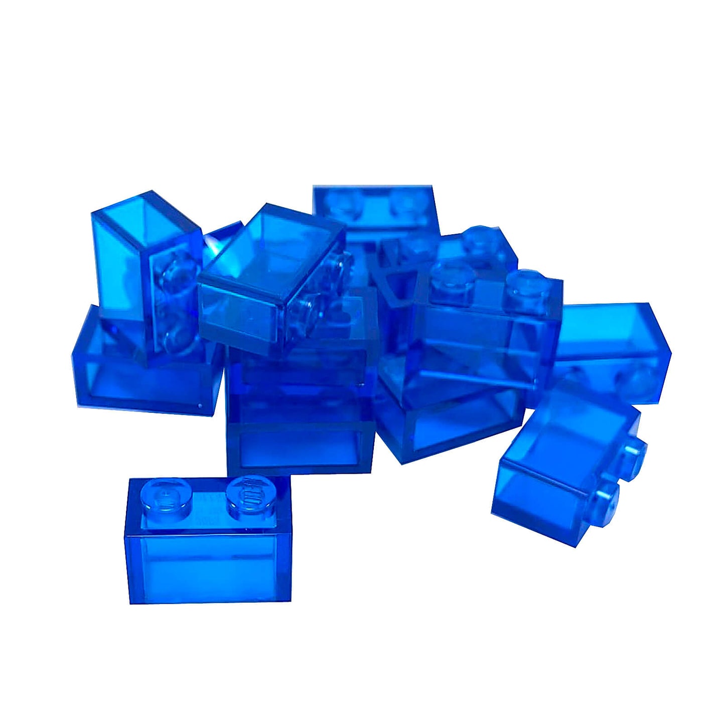 LEGO® 2x2 Double Slope 45° 3043 angled slope part with hollow underside trans-dark blue