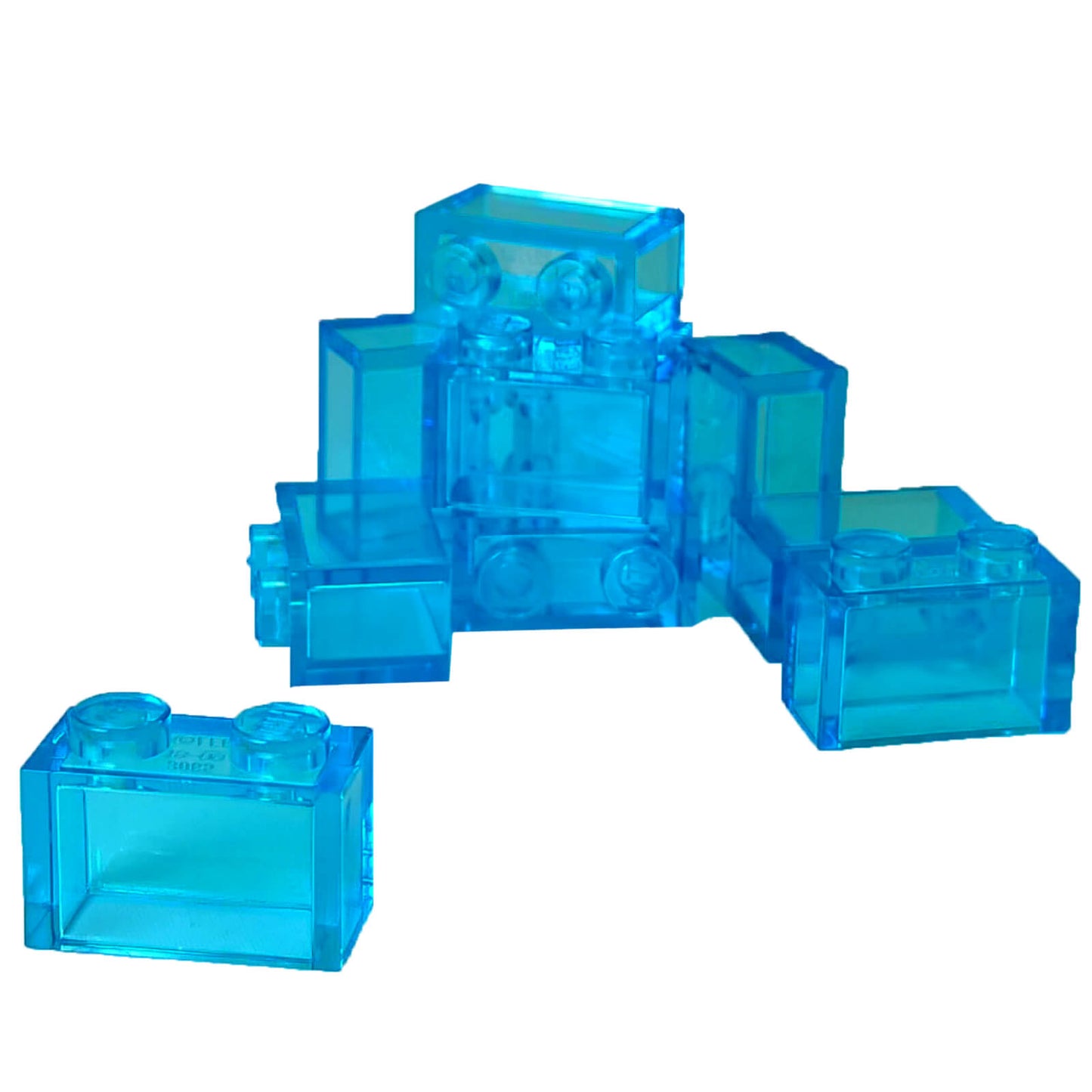 LEGO® 2x2 Double Slope 45° 3043 angled slope part with hollow underside trans-light blue
