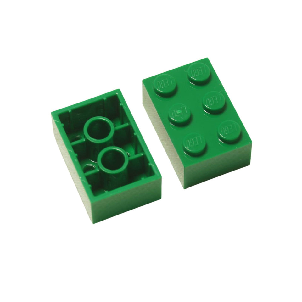 LEGO® brick 2x3 standard building piece 3002 used for structural builds and general construction, green
