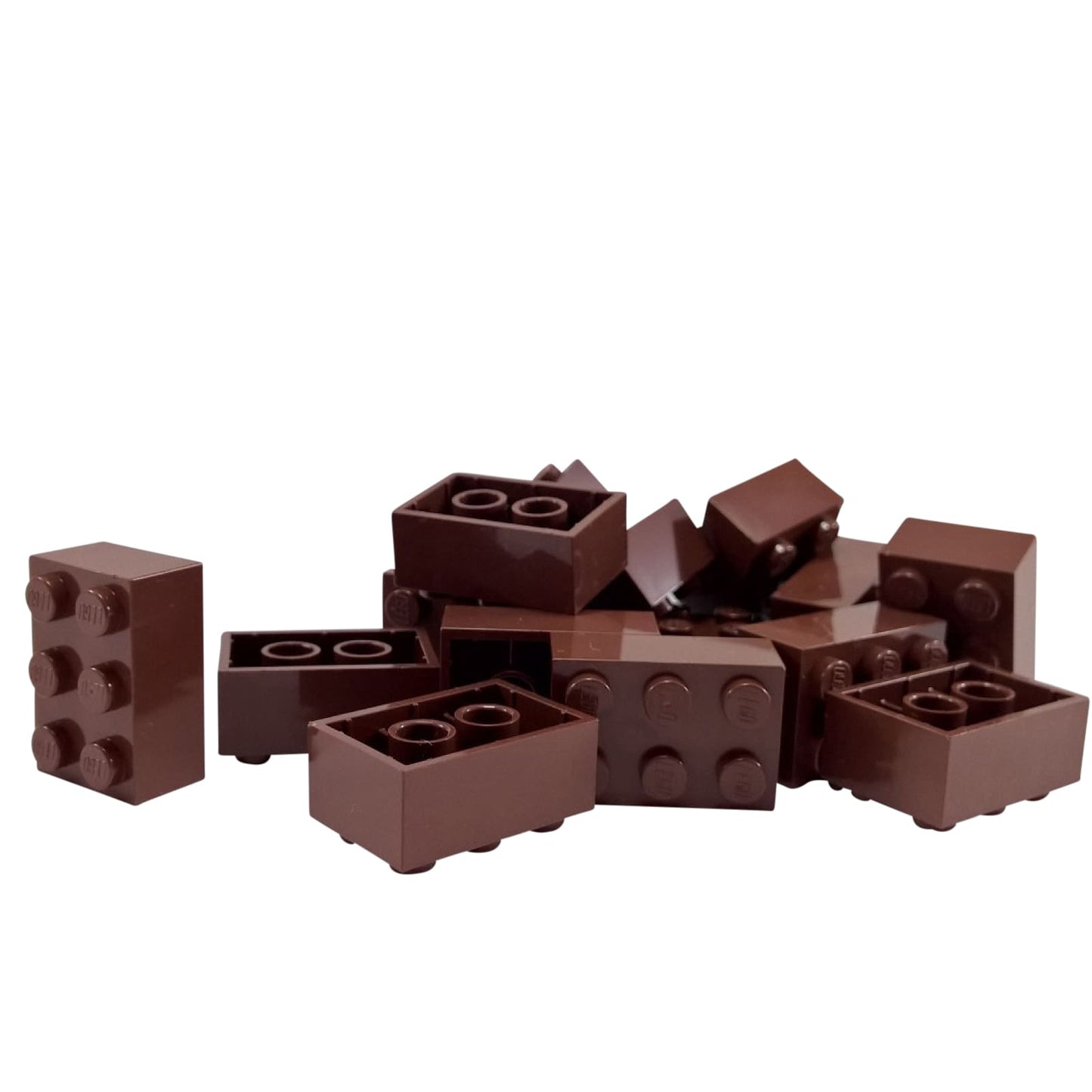 LEGO® brick 2x3 standard building piece 3002 used for structural builds and general construction, reddish brown
