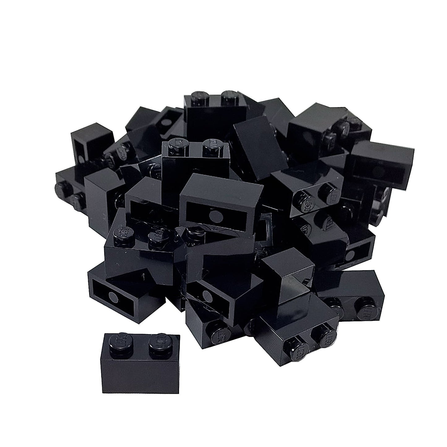 LEGO® brick 1x2 standard building piece 3004 used for basic construction and detailing, black
