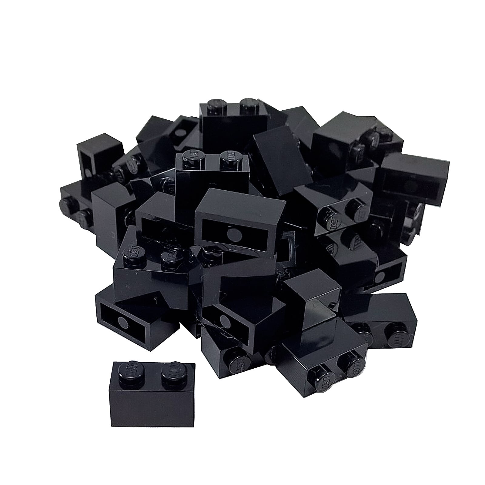 LEGO® brick 1x2 standard building piece 3004 used for basic construction and detailing, black
