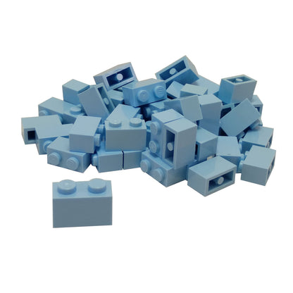 LEGO® brick 1x2 standard building piece 3004 used for basic construction and detailing, bright light blue

