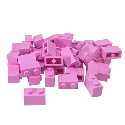 LEGO® brick 1x2 standard building piece 3004 used for basic construction and detailing, bright pink

