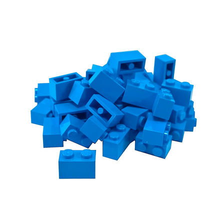 LEGO® brick 1x2 standard building piece 3004 used for basic construction and detailing, dark azure
