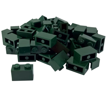 LEGO® brick 1x2 standard building piece 3004 used for basic construction and detailing, dark green
