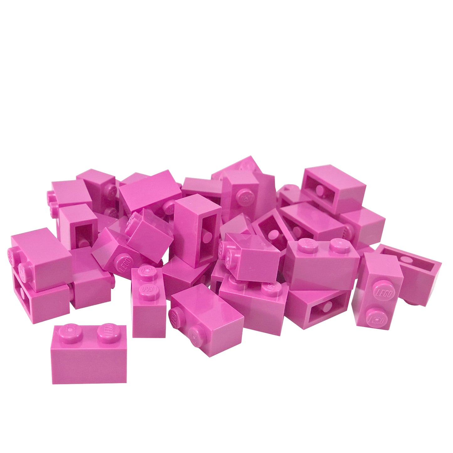 LEGO® brick 1x2 standard building piece 3004 used for basic construction and detailing, dark pink
