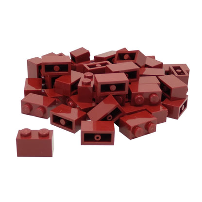 LEGO® brick 1x2 standard building piece 3004 used for basic construction and detailing, dark red
