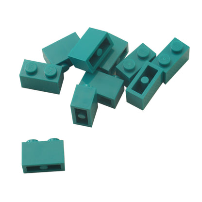 LEGO® brick 1x2 standard building piece 3004 used for basic construction and detailing, dark turquoise
