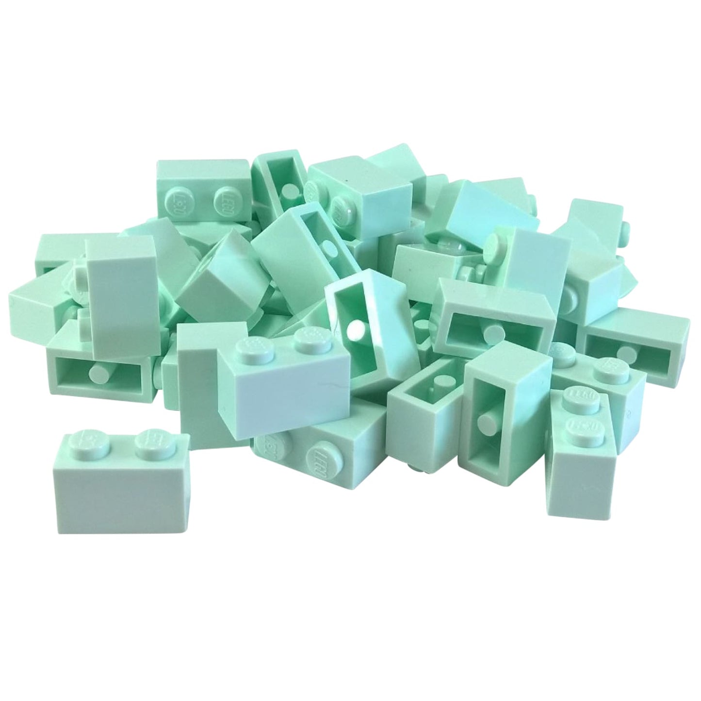 LEGO® brick 1x2 standard building piece 3004 used for basic construction and detailing, light aqua
