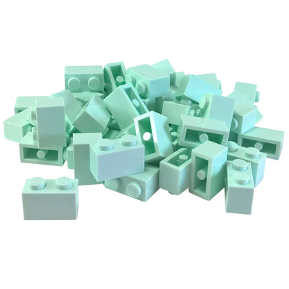 LEGO® brick 1x2 standard building piece 3004 used for basic construction and detailing, light aqua
