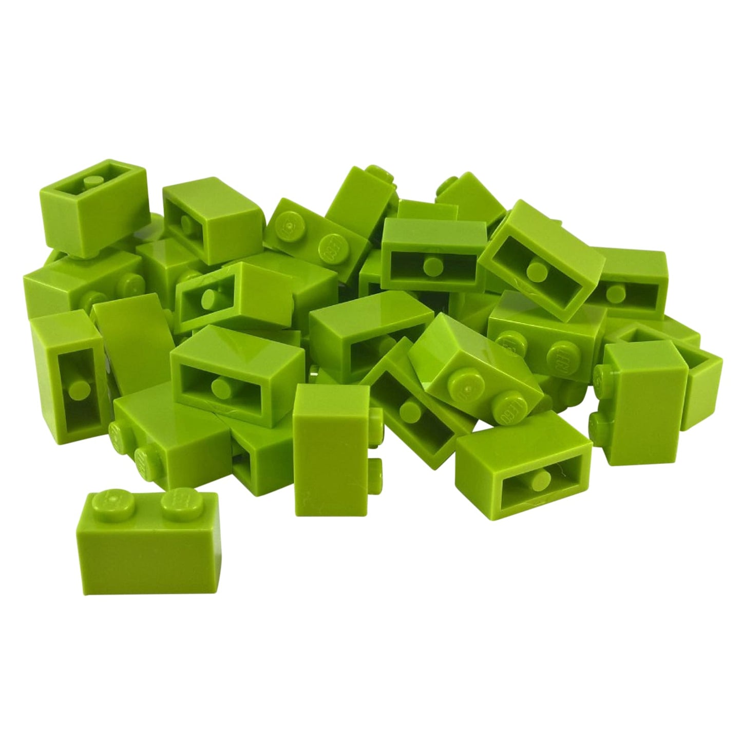 LEGO® brick 1x2 standard building piece 3004 used for basic construction and detailing, lime
