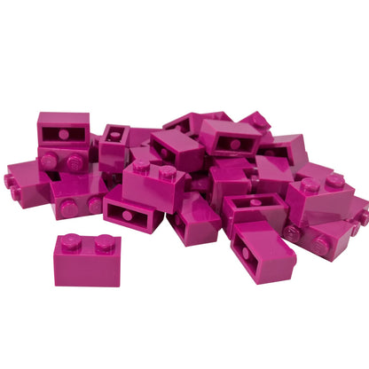 LEGO® brick 1x2 standard building piece 3004 used for basic construction and detailing, magenta

