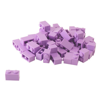 LEGO® brick 1x2 standard building piece 3004 used for basic construction and detailing, medium lavender
