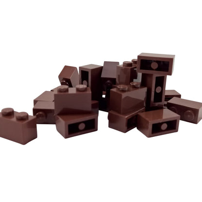 LEGO® brick 1x2 standard building piece 3004 used for basic construction and detailing, reddish brown
