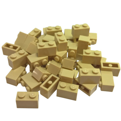 LEGO® brick 1x2 standard building piece 3004 used for basic construction and detailing, tan
