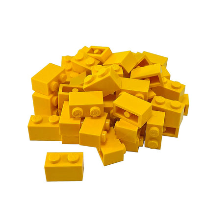 LEGO® brick 1x2 standard building piece 3004 used for basic construction and detailing, yellow
