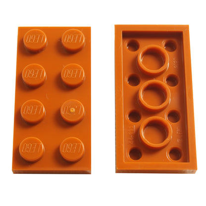 LEGO® plate 2x4 flat building piece 3020 used for layering and structural support, dark orange
