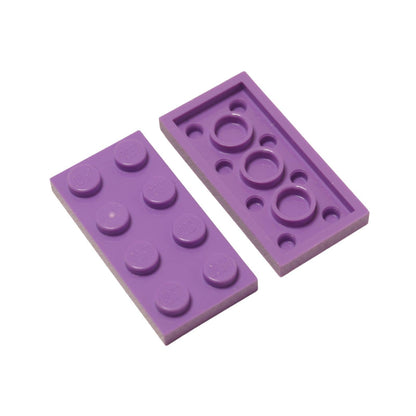 LEGO® plate 2x4 flat building piece 3020 used for layering and structural support, medium lavender
