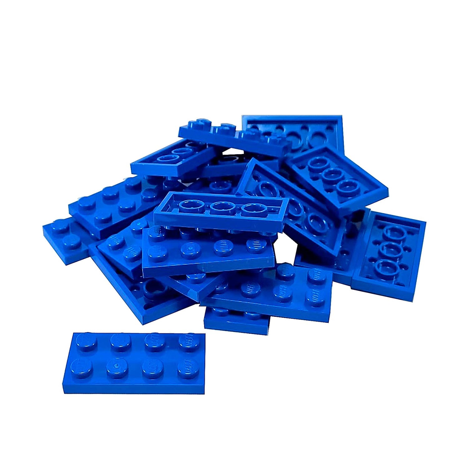 LEGO® plate 2x4 flat building piece 3020 used for layering and structural support, blue
