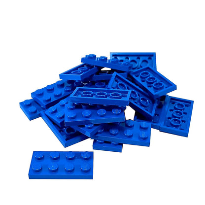 LEGO® plate 2x4 flat building piece 3020 used for layering and structural support, blue
