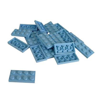 LEGO® plate 2x4 flat building piece 3020 used for layering and structural support, bright light blue
