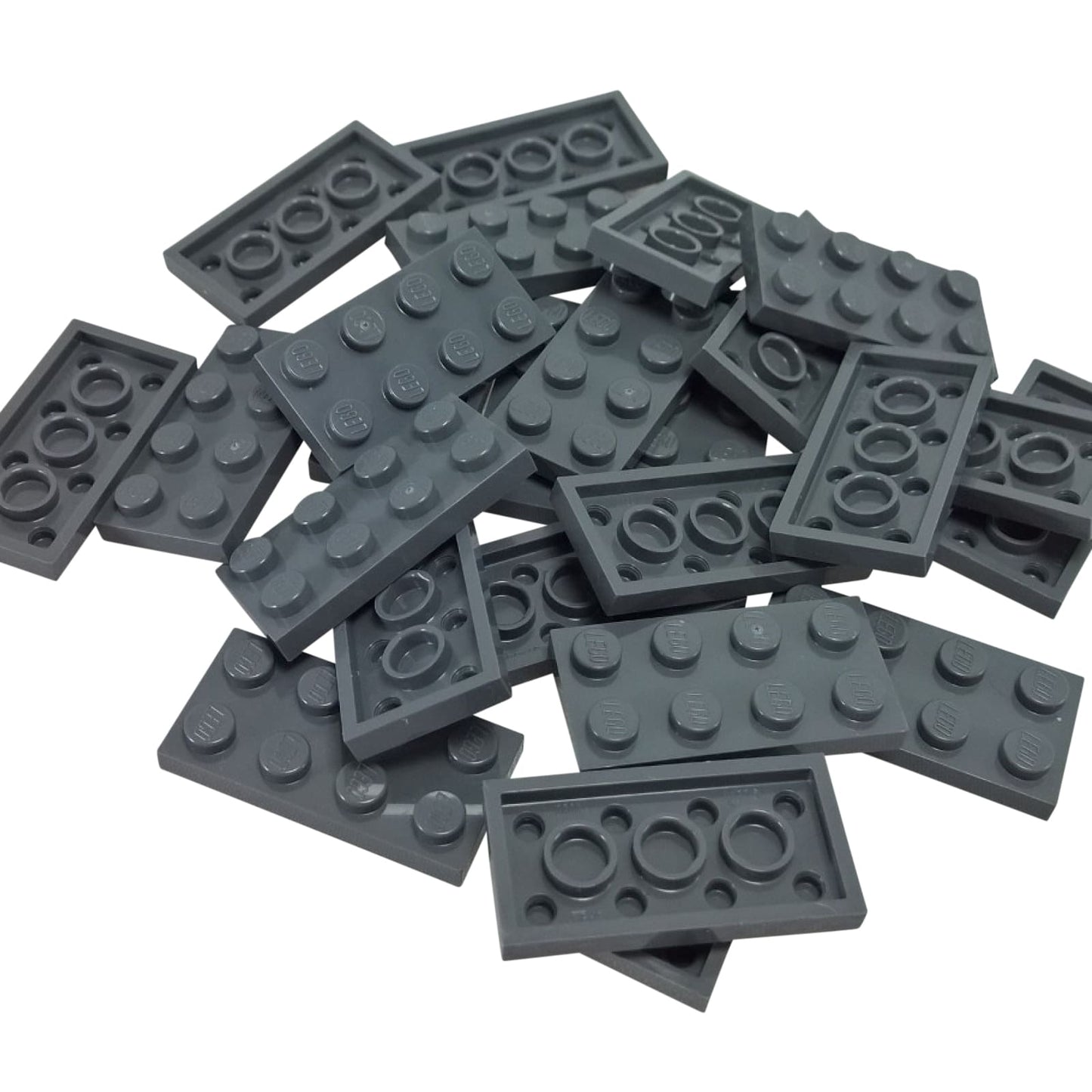LEGO® plate 2x4 flat building piece 3020 used for layering and structural support, dark bluish gray
