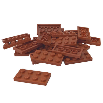 LEGO® plate 2x4 flat building piece 3020 used for layering and structural support, dark orange
