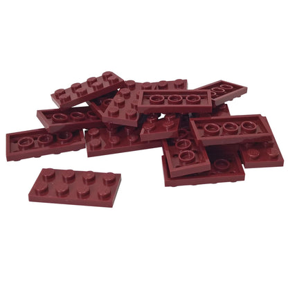 LEGO® plate 2x4 flat building piece 3020 used for layering and structural support, dark red

