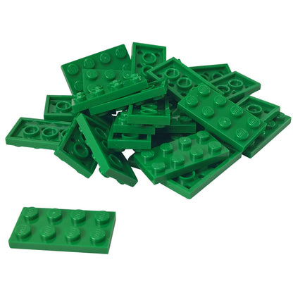 LEGO® plate 2x4 flat building piece 3020 used for layering and structural support, green
