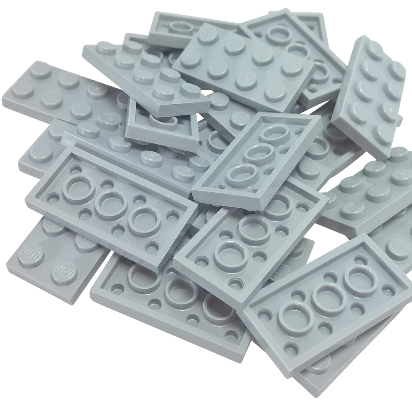 LEGO® plate 2x4 flat building piece 3020 used for layering and structural support, light bluish gray
