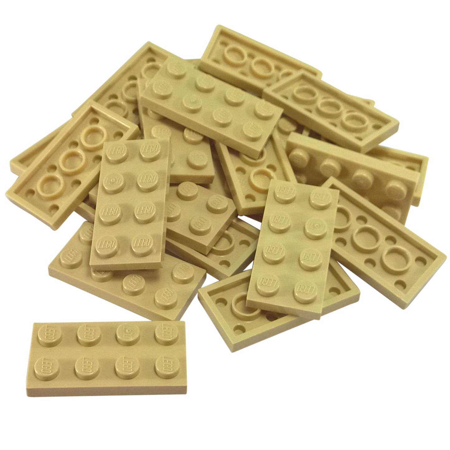 LEGO® plate 2x4 flat building piece 3020 used for layering and structural support, tan
