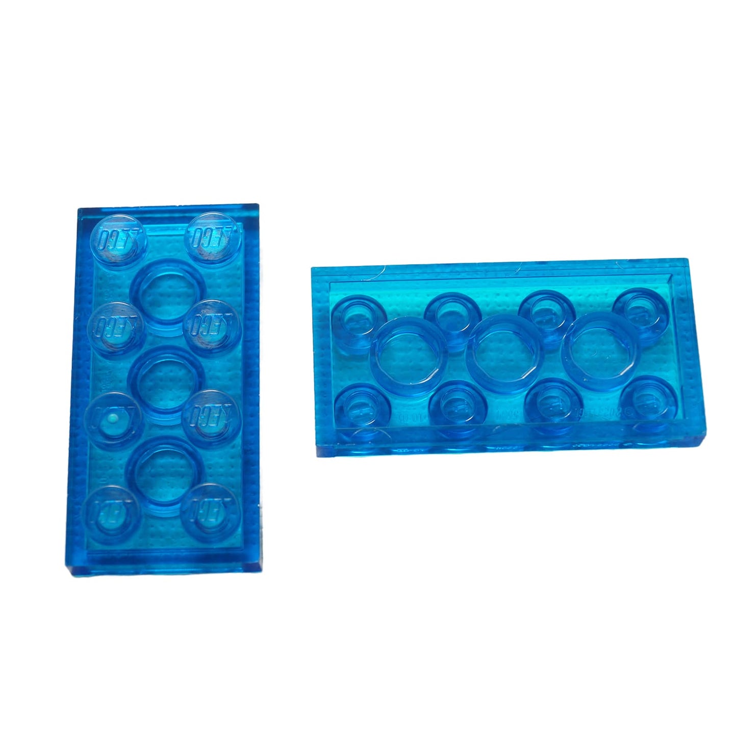 LEGO® plate 2x4 flat building piece 3020 used for layering and structural support, trans-dark blue
