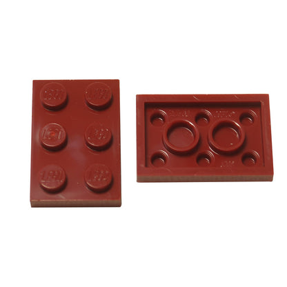 LEGO® Placa 2x3 de plástico duradero color rojo oscuro, ideal para construcciones estructurales, bases y conexiones MOC versátiles.
