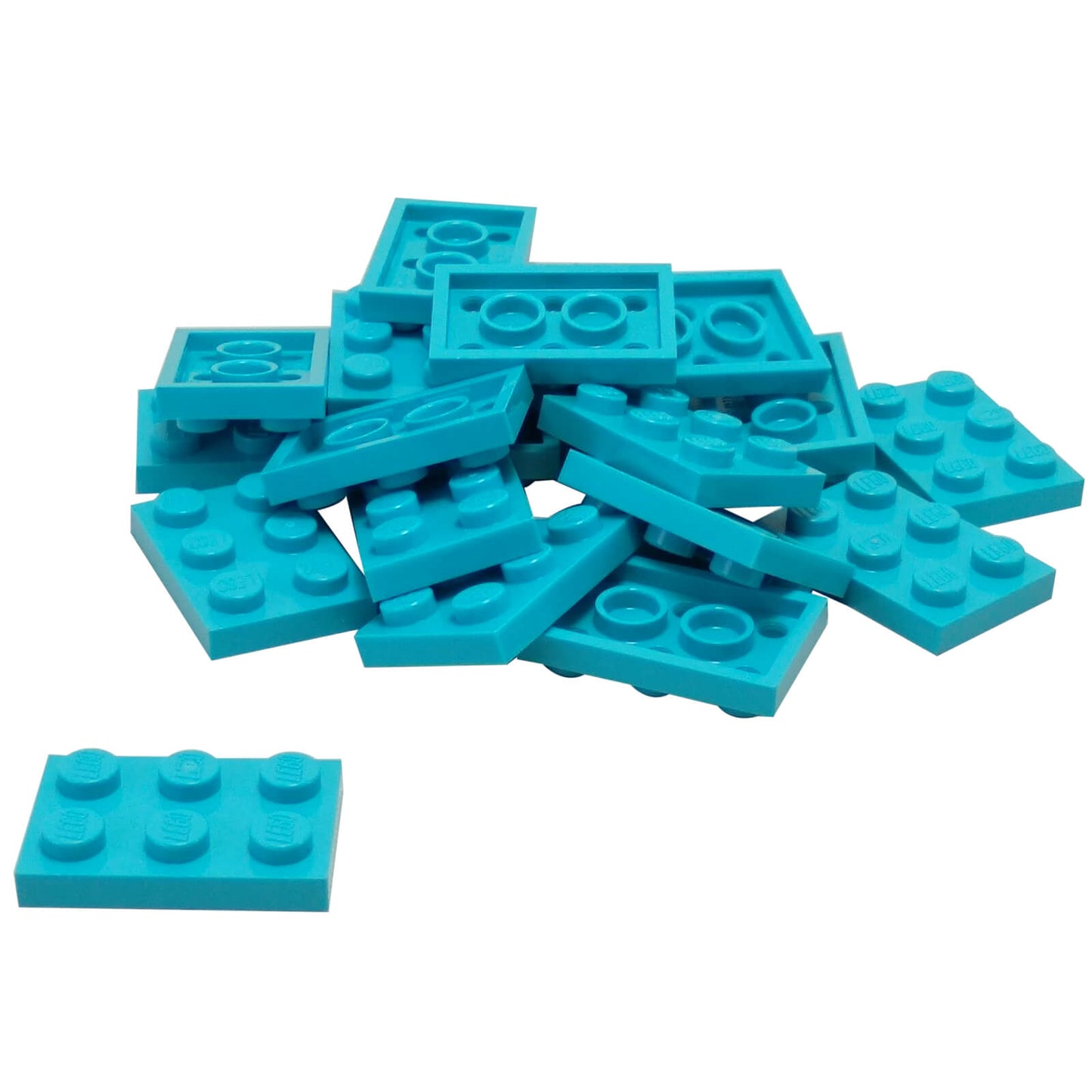 LEGO® Placa 2x3 de plástico duradero color azul medio, ideal para construcciones estructurales, bases y conexiones MOC versátiles.

