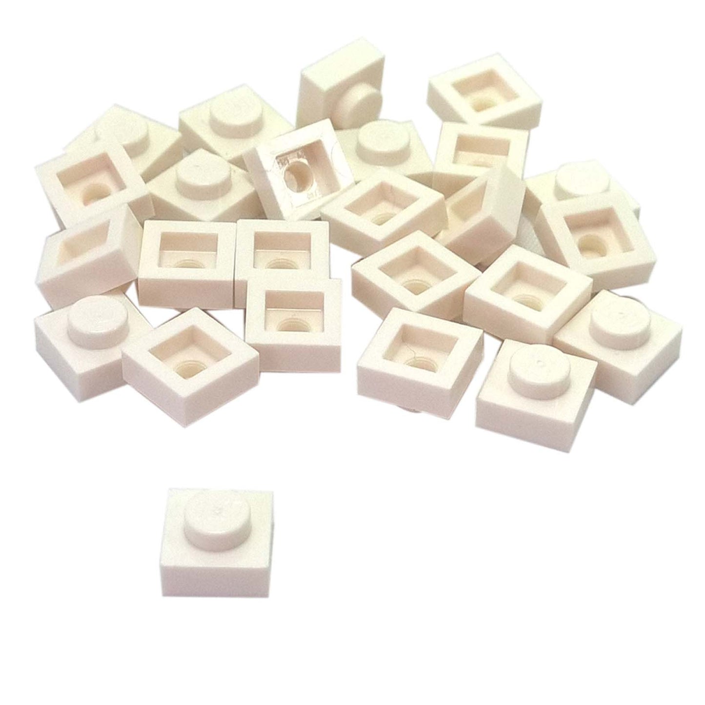 LEGO® Placa 1x1 en blanco, un elemento básico versátil ideal para detalles, espaciado y conexiones precisas de MOC.
