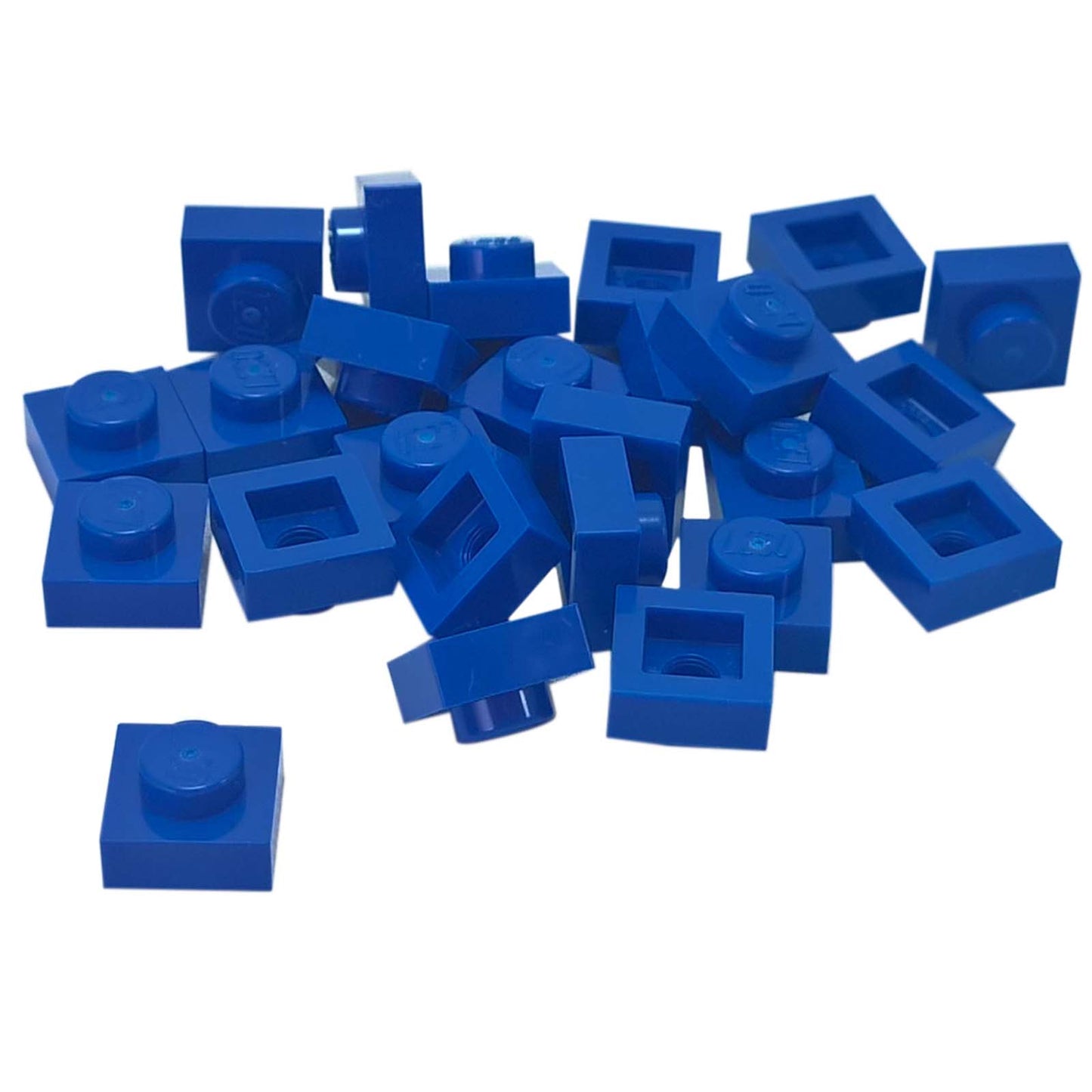 LEGO® Placa 1x1 en azul, un elemento básico versátil ideal para detalles, espaciado y conexiones precisas de MOC.
