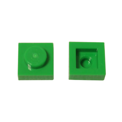 LEGO® Placa 1x1 en verde brillante, un elemento básico versátil ideal para detalles, espaciado y conexiones precisas de MOC.
