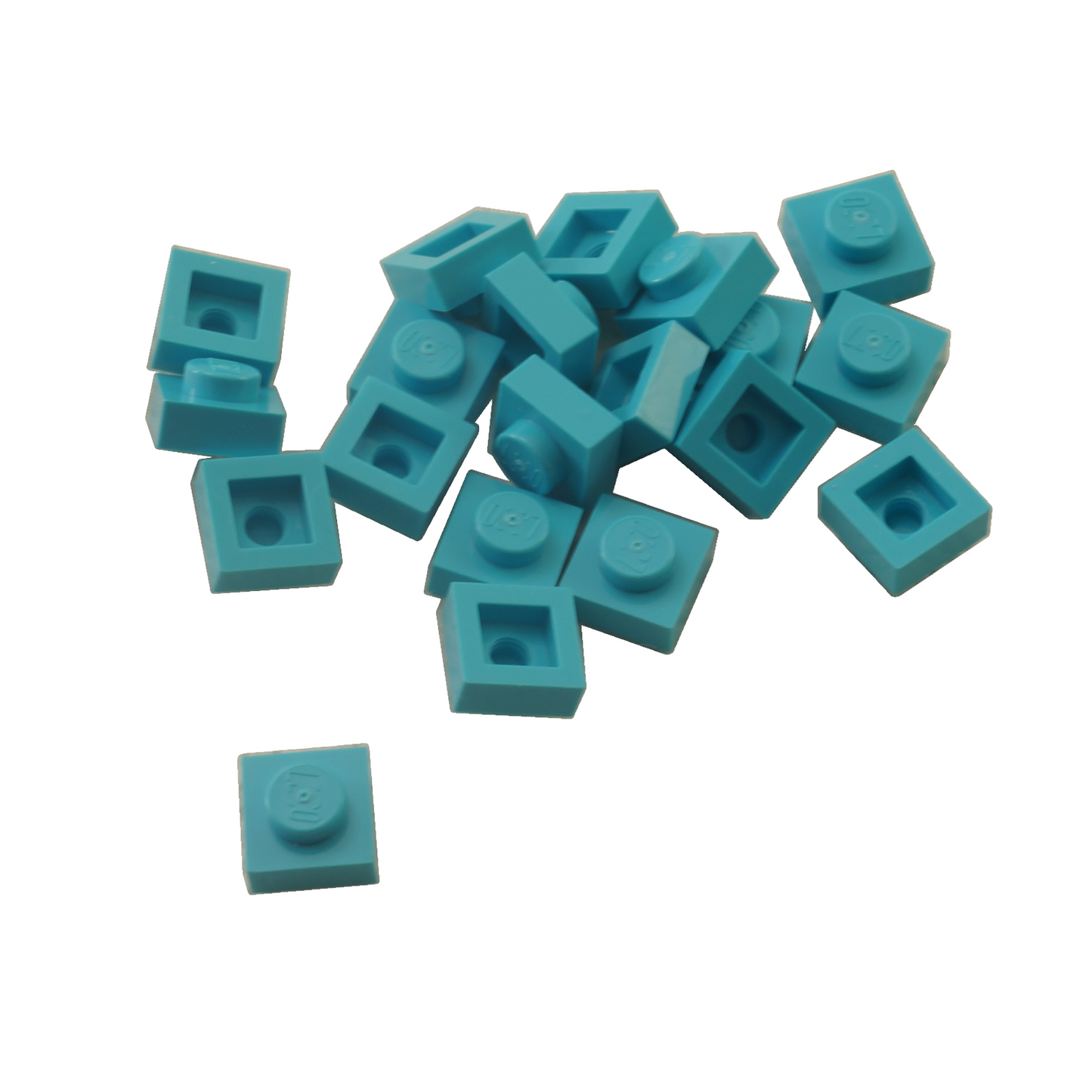 LEGO® Placa 1x1 en azul medio, un elemento básico versátil ideal para detalles, espaciado y conexiones precisas de MOC.
