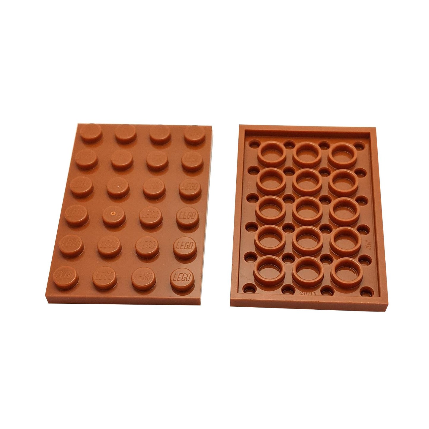 LEGO® Plate 4 x 6 (3032) in standard rectangular shape for building bases, platforms, and structural support in dark orange.