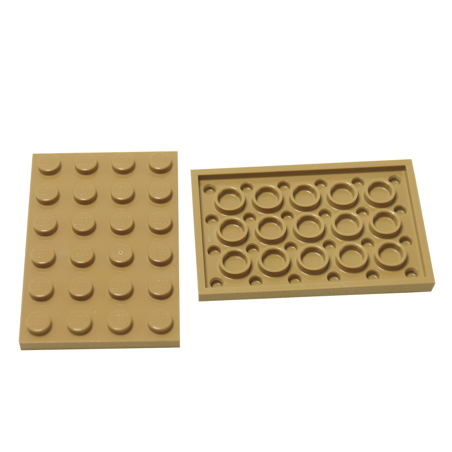 LEGO® Plate 4 x 6 (3032) in standard rectangular shape for building bases, platforms, and structural support in dark tan.