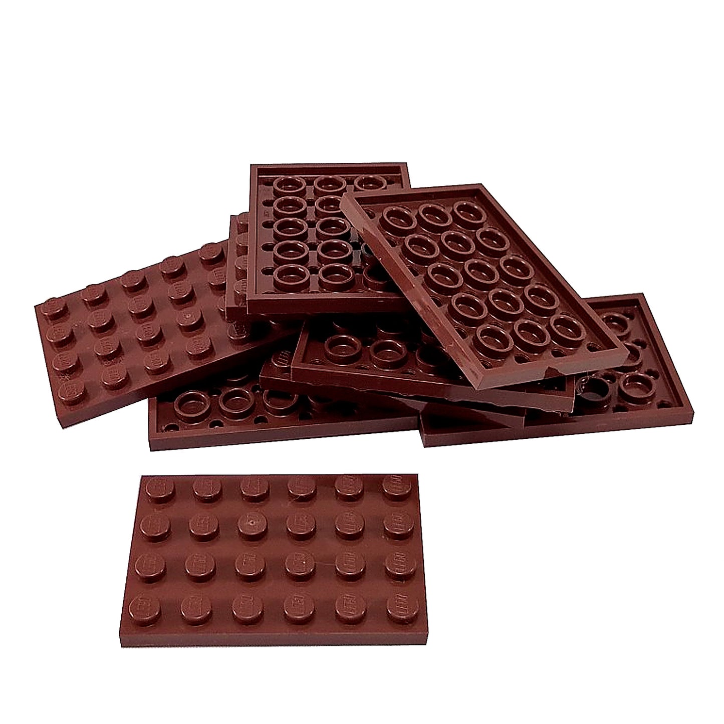 LEGO® Plate 4 x 6 (3032) in standard rectangular shape for building bases, platforms, and structural support in reddish brown.
