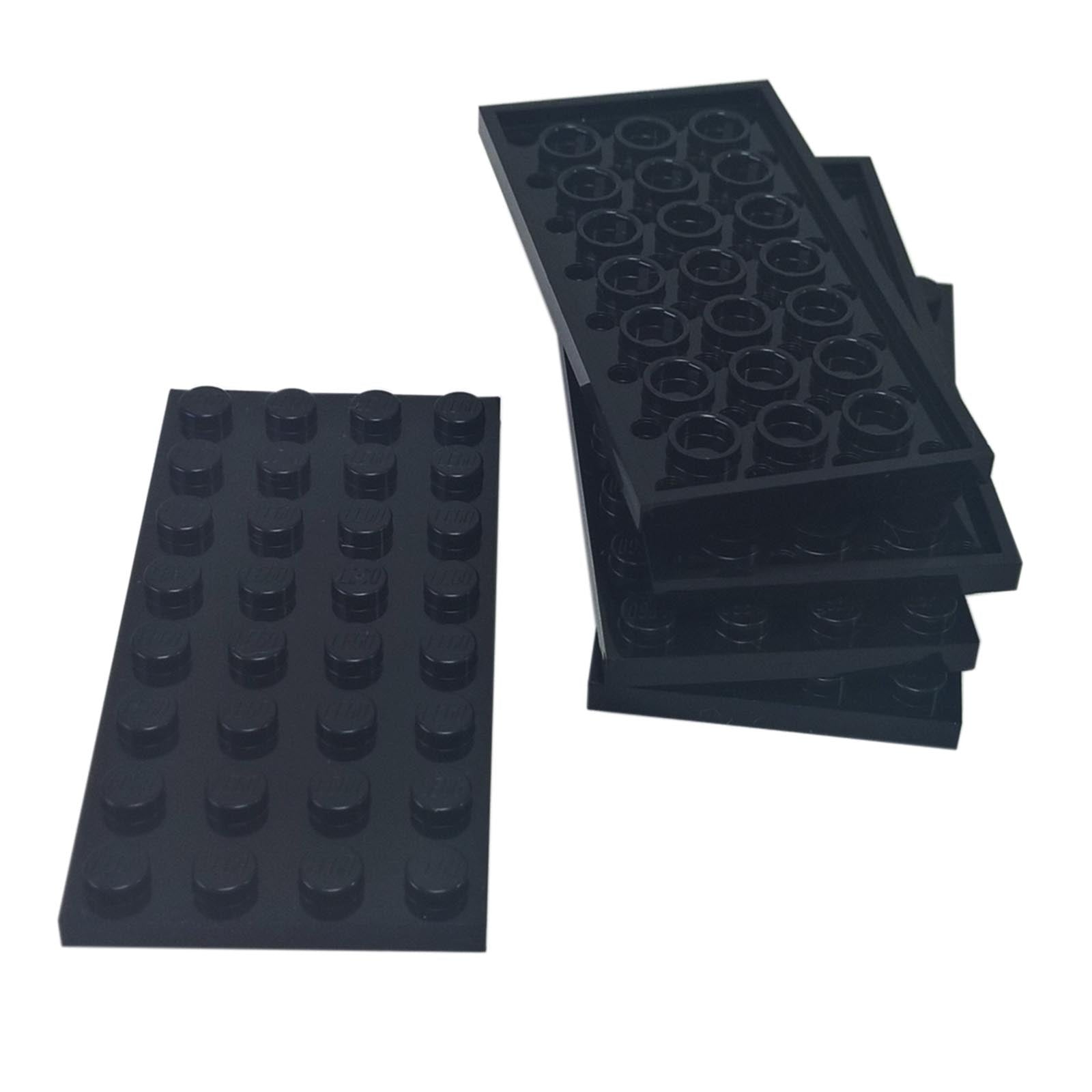 LEGO® Piastra 4 x 8 (3035) pezzo base rettangolare per creare piattaforme robuste e supporto strutturale in nero.